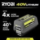 thumbnail image 5 of Batería RYOBI de iones de litio de 40 V y 8 Ah con 4 veces más autonomía, 5 of 9