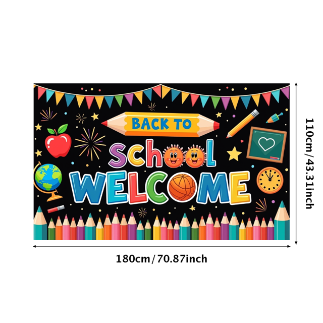 Colorful Design Back to School Banner Educational Theme Welcome Decoration for Classroom Decor School Event Kids Party