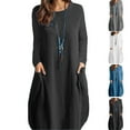 thumbnail image 4 of Vestido casual para mujer, vestido de manga larga con bolsillos, vestido de moda para mujer, vestido de color puro diseñado para precisión, 4 of 6
