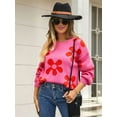 thumbnail image 5 of Women'S Sweater Fall Long Sleeve Crewneck Tops Knit Oversized Pullover Casual Print Tops, 5 of 8