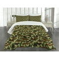 thumbnail image 3 of Ambesonne Camouflage Quilted Bedspread Set 2 Pcs, Hunter in Forest, Twin Size, Green Brown Khaki, 3 of 5
