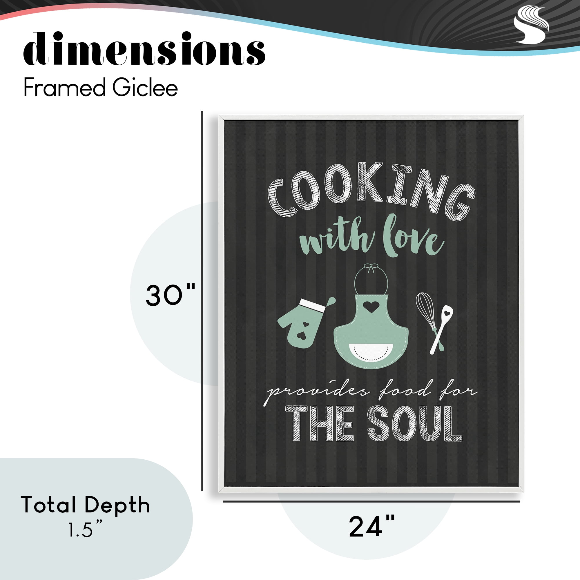 Food For Soul Black & Green White Framed Giclee Art, design by Lettered and Lined
