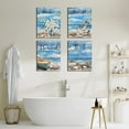 thumbnail image 2 of Beach Canvas Wall Art for Home Decor Bathroom Decor Blue Beach Picture Ocean Theme Anchor Canvas Print Modern Coastal Seascape Painting Framed Seaside Artwork Floral Daisy for Home Room 14x14inc x 4, 2 of 6