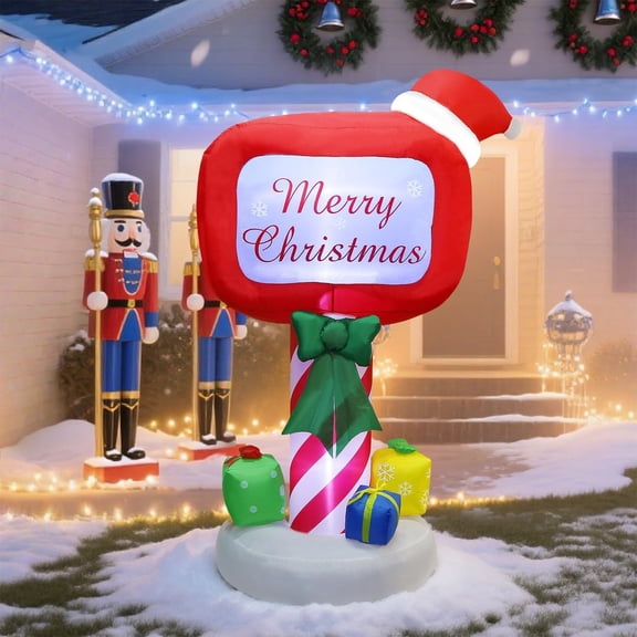 Christmas Inflatables Decorations Outdoor, 6FT Inflatable Xmas Mailbox with Built-in LED Lights, Lighted Blow Up Letters to Santa Mail Box, for Holiday Winter Lawn Yard Garden Decor