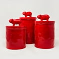 thumbnail image 2 of Contemporary Home Living Set of 3 Red Unique Pig Designed Sealed Storage Canisters, 11", 2 of 2