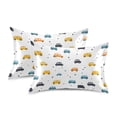 thumbnail image 2 of Haosy Satin Pillowcase for Hair and Skin Standard Cooling Silk Pillow Case with Envelope Closure Cute Cars and Triangles 20"x26", 2 of 9
