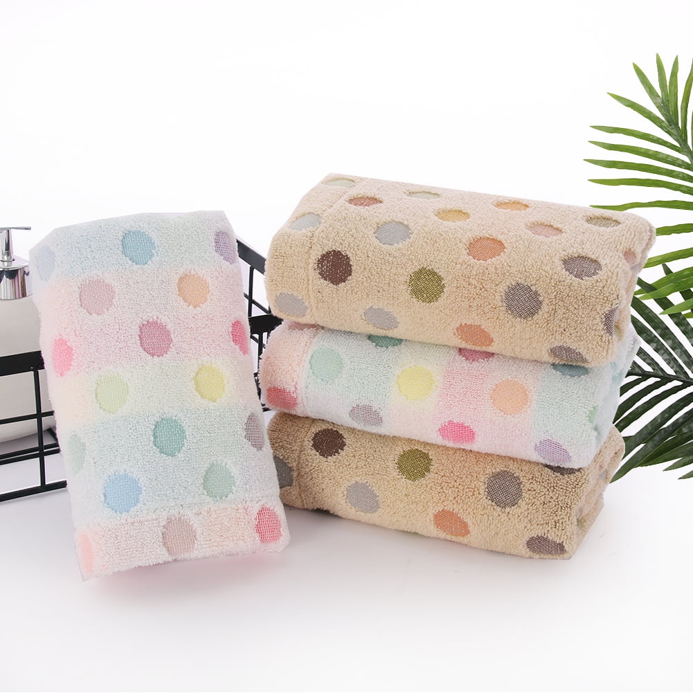 Pidada 100% Cotton Polka Dot Pattern Hand Towels for Bathroom Set of 2 (Beige)