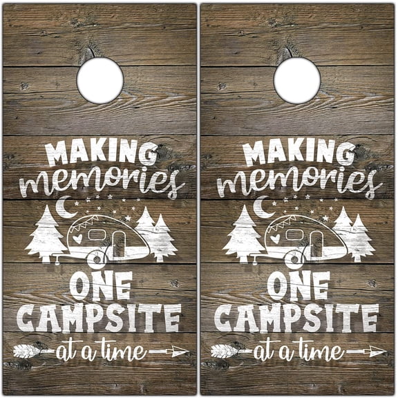 Cornhole Board Wraps and Decals Cornhole Wraps for Boards Set of 2 Corn Hole Decal, Skins Professional Vinyl Cornhole Decal for Boards Covers Sticker Cornhole Vinyl Wraps (Making Memories at Camp)
