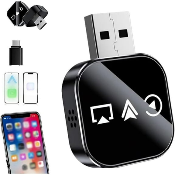 2026 Upgrade 3 in 1 Screen Mirror for iOS Android Phone,Wired to Wireless Screen Mirroring Carplay Adapter for Car,Mirror Link Auto Adapter with 2.4/5Ghz WiFi & Bluetooth 5.0,Instant Wired（x）