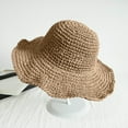 thumbnail image 2 of Handmade Hollow Straw Hat Cowboy Hat With Curled Brim And Raised Edge Beach Hat Sunscreen Hat, 2 of 3