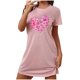 thumbnail image 2 of Camisón corto de talla grande para mujer, camisón de manga corta con estampado de pecho a la moda, camisón para mujer, 2 of 5