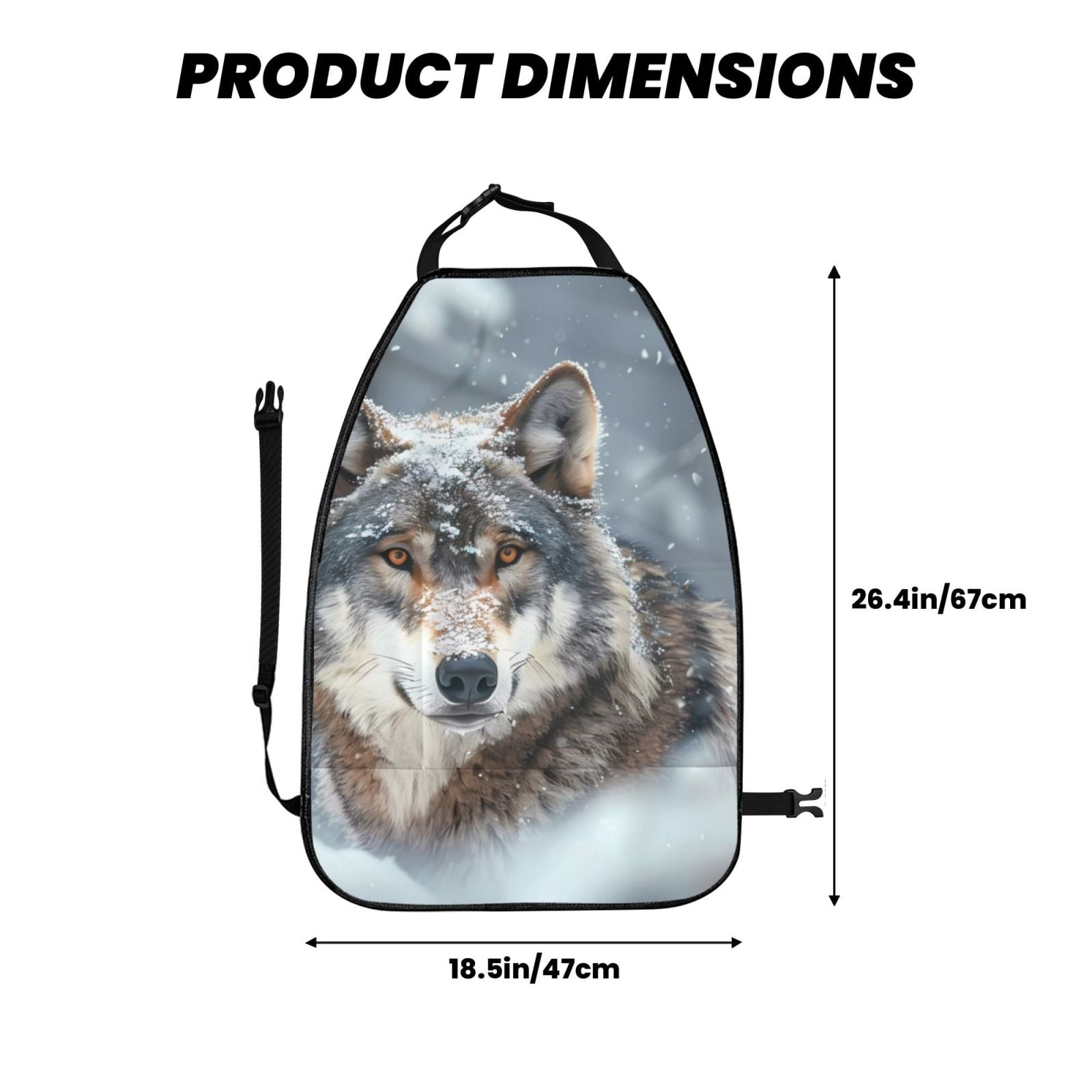 Kdxio Majestic Snowy Wolf Print 2 Pack Car Kick Mat Seat Cover Back Protector Mat with Pockets for Organizer Backseat Protector and Storage Anti Kick Pad for Vehicles