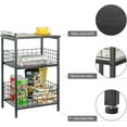 thumbnail image 6 of X-cosrack End Table,3 Tier Industrial Side Table,Wood & Metal Frame Nightstand Storage Shelf for Living Room Office Hallway(Black), 6 of 11