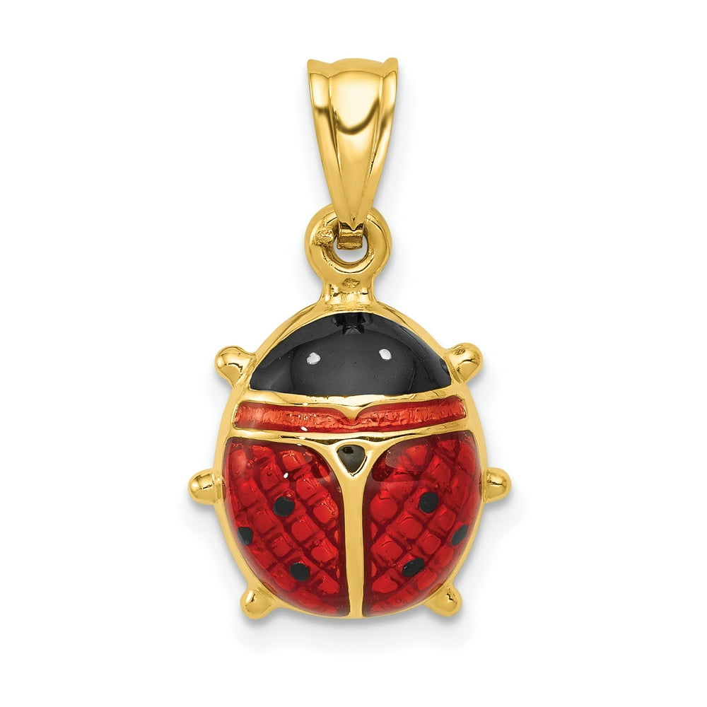 IceCarats 14kt Yellow Gold Enameled Ladybug Pendant Charm Necklace