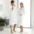 thumbnail image 7 of English Home Premium Cotton Robes for Women, Lightweight Mens Robe, Unisex Terry Cloth Bathrobe, Soft Shower Spa Robe, White Gray, S/M, 1 Pcs, 7 of 7