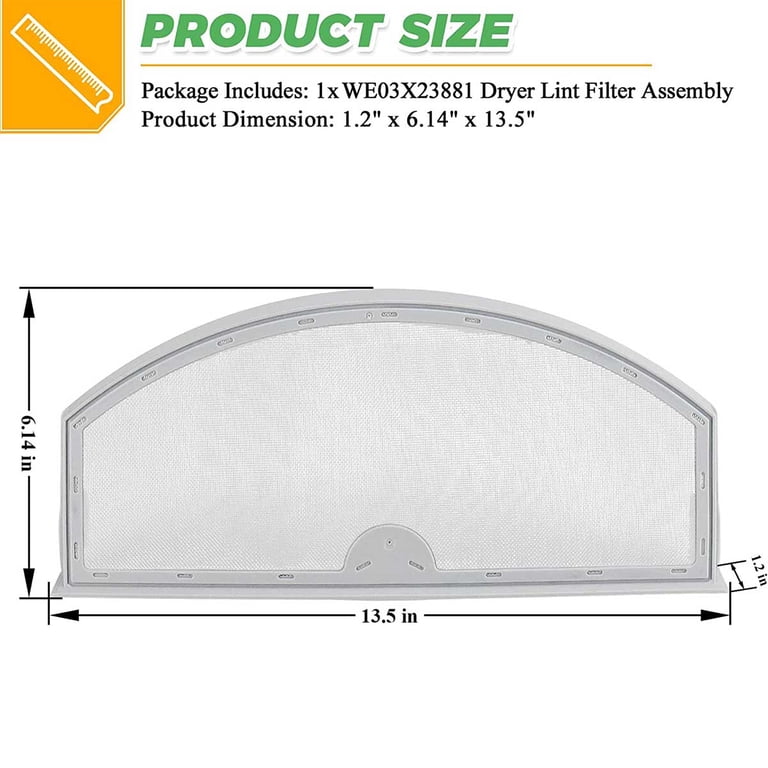 Filtro Pelucchi Per Asciugatrice GE - Compatibile Con WE03X23881, PS11763056, Sostituzione Facile, Grigio Filtro Pelucchi Per Asciugatrice GE - Compatibile Con WE03X23881, PS11763056, Sostituzione Facile, Grigio