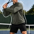 thumbnail image 2 of Fengqque Men's Solid Color 1/4 Zip Long Sleeve Athletic Shirts Stretch Quick Dry Lightweight Fitness Top for Outdoor Sports Dark Gray 3XL, 2 of 9