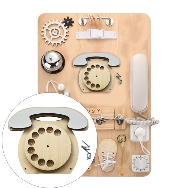Tablero ocupado para pequeños Tablero de actividades de juguetes sensoriales Juguetes de habilidades motoras finas de madera Piezas de bricolaje , teléfono rotatori teléfono rotatorio Baoblaze material de tablero ocupado