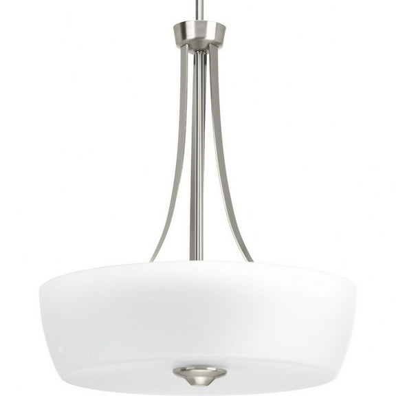 Progress Lighting Leap 3-Light Foyer Pendant, Brushed Nickel, Etched Glass Shades