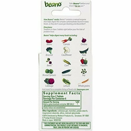 beano To Go Gas Prevention | Bloating Relief | 12 Tablets