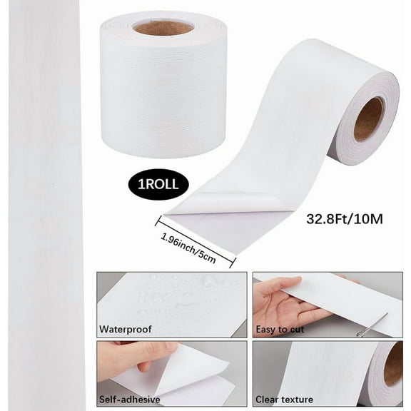 2.09in x 10.94yd Wood Grain Repair Tape Oak Grain Tape White Waterproof PVC Realistic Textured Self Adhesion Furniture Decorative Craft Patch for DIY Wall Floor Door Table Desk Windows Decor