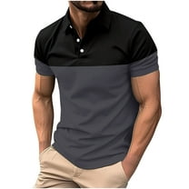 ZCFZJW Mens Polo Shirts Short Sleeve Regular Fit Performance Moisture Wicking Casual Collared Color Block Golf Polo Shirts for Men Gray XXL