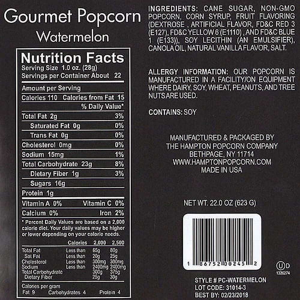 Pink Popcorn with Scoop, 20 Ounce, Watermelon Flavored Popcorn Tub, Fresh Gourmet Popcorn, The Hampton Popcorn & Candy Company