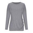thumbnail image 5 of Antinious Womens Button Down Shirts Long Sleeve Solid Round Neck Pullover Workout Tops,Winter Sweatshirt for Women,Going Out Tops for Women,Gray,S, 5 of 5