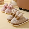 thumbnail image 5 of Zapatillas de algodón con lazo y orejas de conejo para mujer en casa en invierno, suela suave antideslizante gruesa, peludas, lindas y atractivas, zapatillas de mujer para parejas en casa, 5 of 5