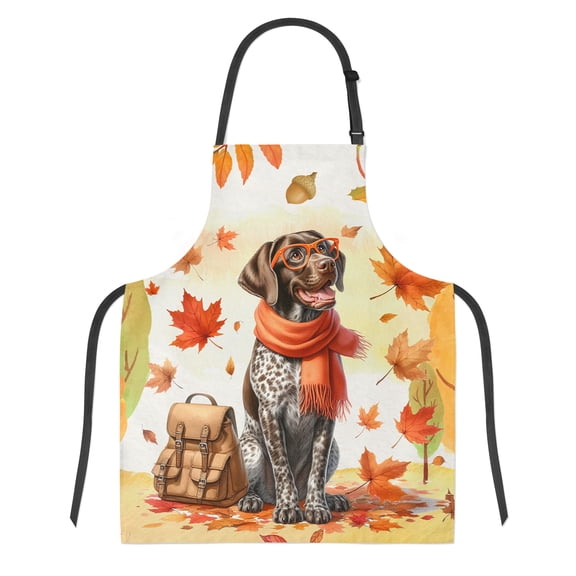 Welcome Fall German Shorthaired Pointer Enjoys School Time Autumn Fall Leaves Apron GSP Lover Dog Gift for Cooking Grilling Baking Painting Gardening - 02013