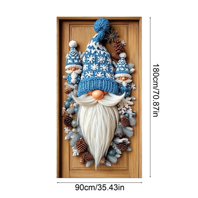 Adornos navideños, cubierta de puerta navideña de 35 x 71 pulgadas - Decoración con patrón de Papá Noel - Decoración para puerta de Navidad - Decoración para fiestas de festivales - Cubierta de puerta