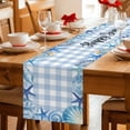 thumbnail image 5 of Summer Ocean Table Runner 70 Inches, Blue Coastal Starfish Seashell Conch Plaid Bed Runner Dresser Scarves Tabletop for Indoor Outdoor Parties/Ceremony/Banquet, 13" x 70", 5 of 9