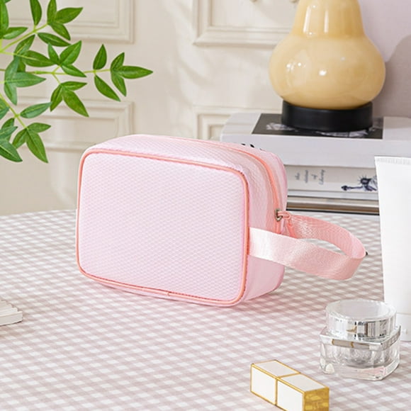Qiweii Mesh Cosmetic Bags with Zipper and Handle, Breathable Organization Pouch Pocket for Travel Purse Makeup Toiletry Office Home to Storage Items