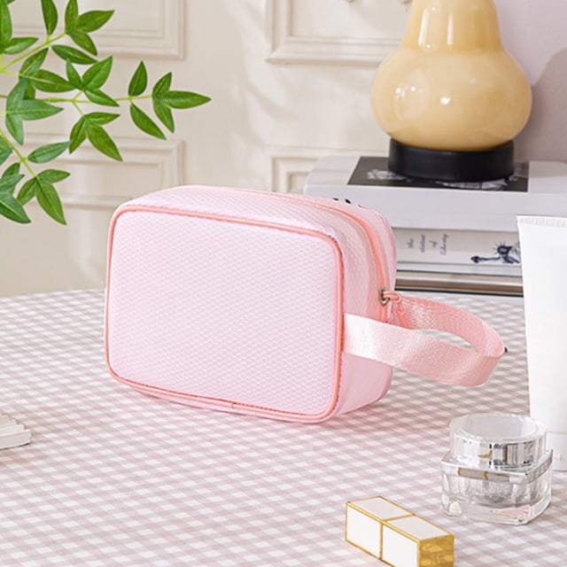 Qiweii Mesh Cosmetic Bags with Zipper and Handle, Breathable Organization Pouch Pocket for Travel Purse Makeup Toiletry Office Home to Storage Items
