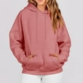 thumbnail image 3 of Womens Solid Color Fleece Hoodies Drawstring Sweatshirts with Pockets Winter Loose-Fit Long Sleeve Pullover, 3 of 6