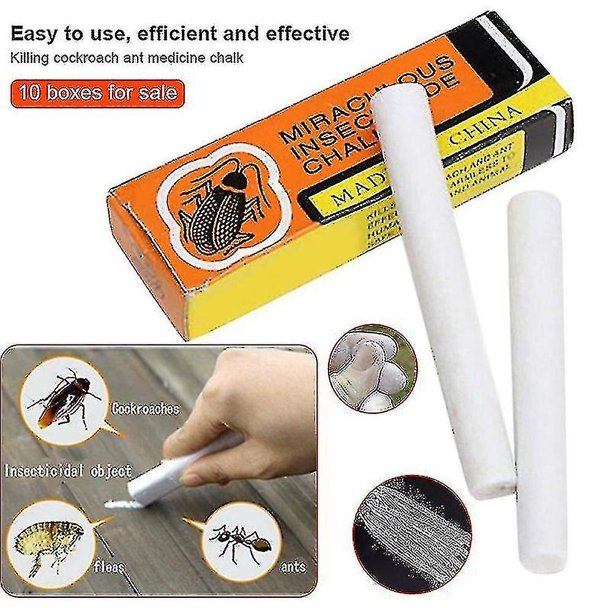 White 5 cajas de 10 repelente de cucarachas, tiza mágica sin polvo, cucarachas, hormigas