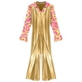 thumbnail image 6 of Lejafay Men's 70s Disco Outfit Lapel V Neck Flare Sleeve with Bottom Pants Jumpsuit Hippie Rompers Gold 4XL, 6 of 7