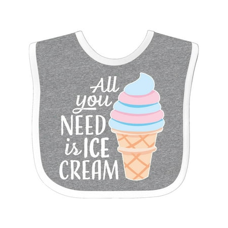 

Inktastic All You Need is Ice Cream with Ice Cream Cone Gift Baby Boy or Baby Girl Bib