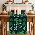 thumbnail image 2 of Table Runner - 72 Inch Long, St. Patrick's Day Kitchen Dining Table Runner Dresser Scarves, Shiny Shamrocks Green Botanical Leaves Farmhouse Decor for Coffee Tables Wedding Party Banquet, 2 of 8