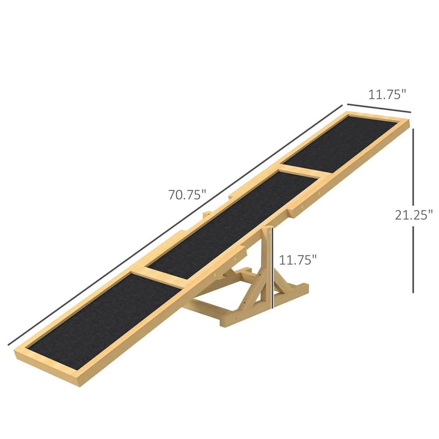 Kadyn 70" Wooden Dog Seesaw for Training, Exercise, Pet Agility Equipment, Sturdy Playset, Yellow