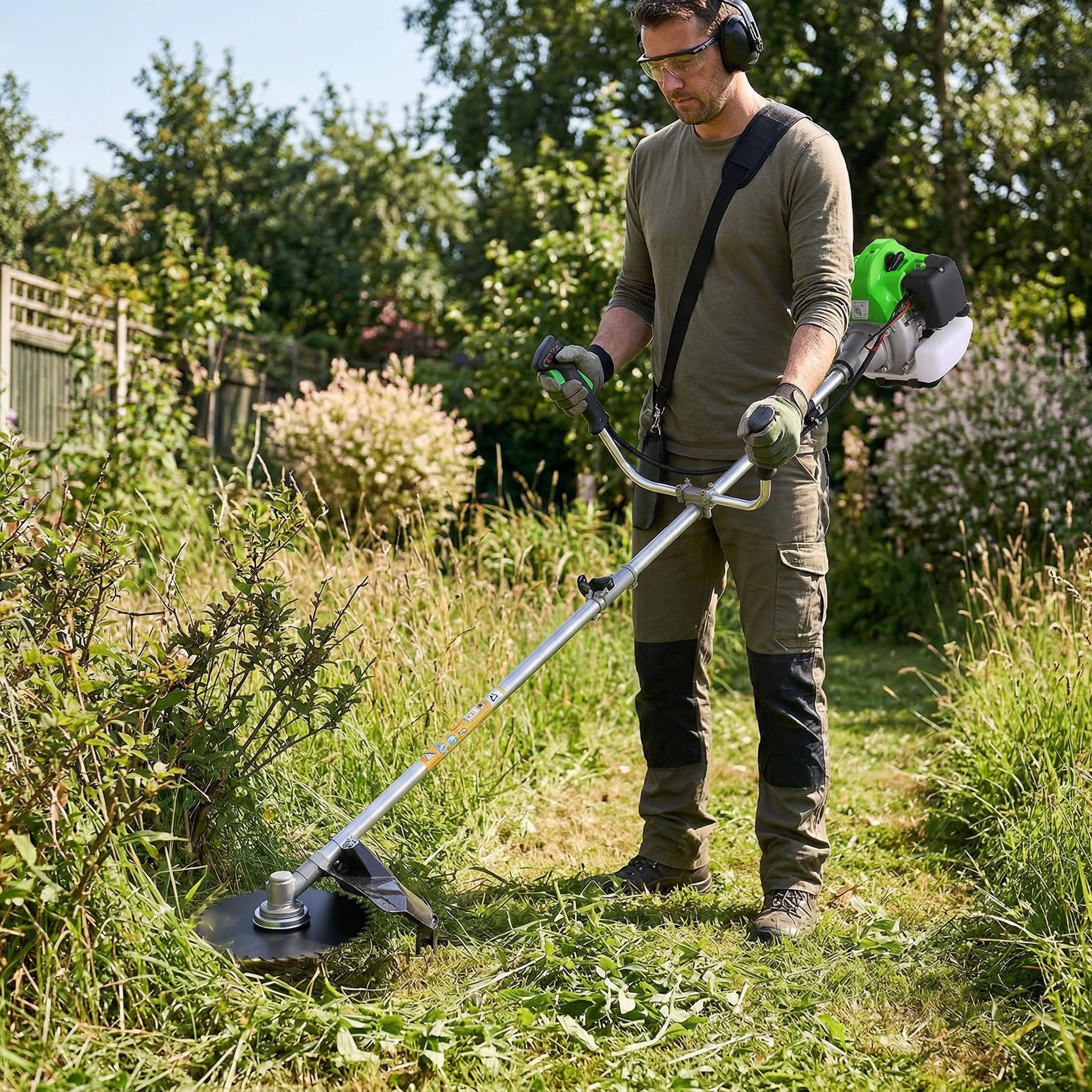 Adnoom Weed Eaters, 4-in-1 String Trimmer Gas Weed Trimmer, Lightweight Weedeater for Lawn Care Gas Weed Eaters/Edger Brushcutter Lawn Edger with 4 Detachable Head, Green