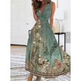 thumbnail image 4 of Vestido largo informal de verano con escote en V, sin mangas, ajustado, sexy, estampado blanco, floral, elegante, para fiestas y vacaciones, 4 of 5