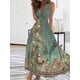 thumbnail image 4 of Vestido largo informal de verano con escote en V, sin mangas, ajustado, sexy, estampado blanco, floral, elegante, para fiestas y vacaciones, 4 of 5