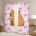 thumbnail image 2 of Erosebridal Kids Kawaii Capybara With Bubble Tea Blackout Curtains Set of 2 (52x84 Each),Boys Girls Cute Ribbon Bow Geometric Plaid Window CurtainsBreathable Home Decor, 2 of 6