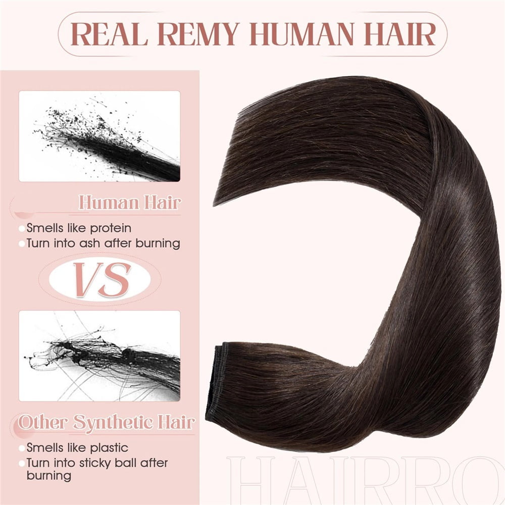 Dark Brown Clip in Extensions One-piece 5 Clips Straight Clip Human Hair Half Head Wide Standard 120g