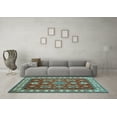 thumbnail image 3 of Ahgly Company Indoor Square Geometric Light Blue Traditional Area Rugs, 3' Square, 3 of 4