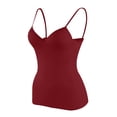 thumbnail image 5 of Built in Bra Tank Tops for Women No Underwire Workout Sports Padded Shirts Spaghetti Strap V Neck Camisole Tops ,XXL,Wine, 5 of 8