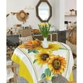 thumbnail image 3 of Round/Square Tablecloth 60x60 Inch Yellow Sunflower Watercolor Waterproof Table Cloth, Polyester Washable Table Covers for Dining Table, Parties, Camping Fall Flowers Harvest, 3 of 5