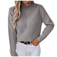 thumbnail image 1 of GDREDA Chandail à Manches Longues pour Femmes Ample Décontracté Col Roulé Doux Tricoté chandail-Over Gris,P, 1 of 7