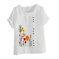 thumbnail image 4 of Leesechin Womens Shirts Short Sleeve Summer Casual Round Neck Flower Printing Loose Shirt Tops Graphic Tees Women Teen, 4 of 5
